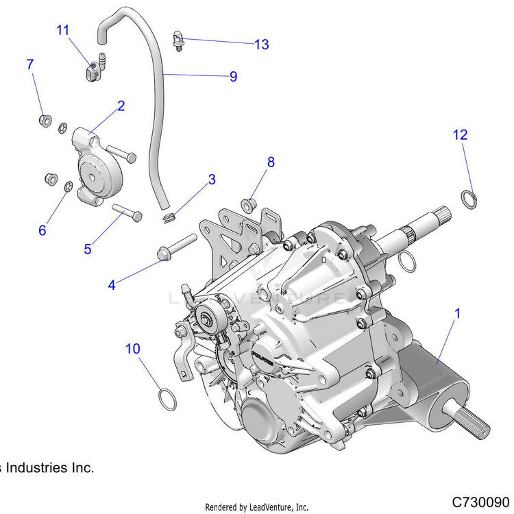 An Image of a Genuine Polaris Parts Schematic Diagram showing the schematic - DRIVE TRAIN: MAIN GEARCASE MOUNTING - 2022 POLARIS RANGER CREW 570 RIDE COMMAND