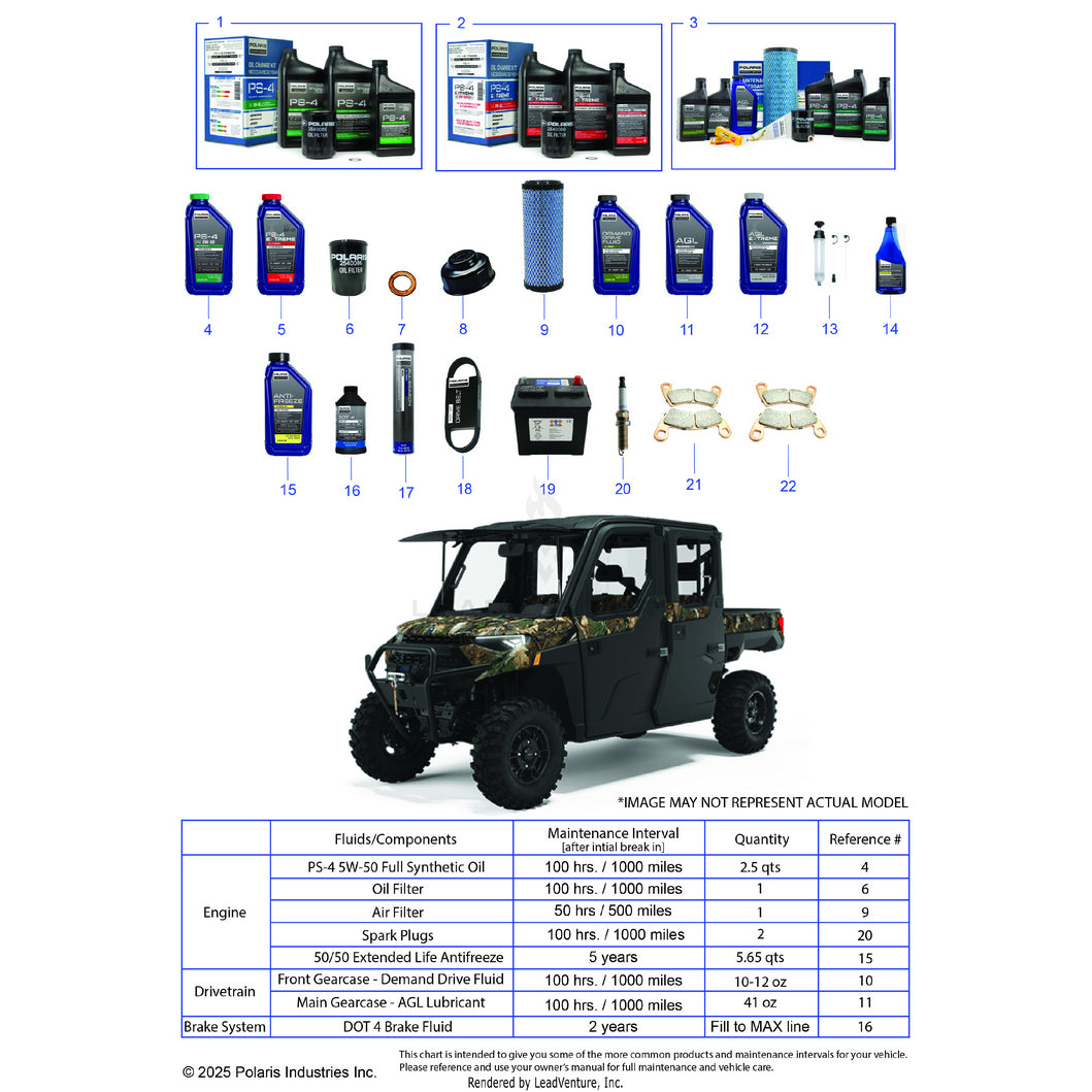 An Image of a Genuine Polaris Parts Schematic Diagram showing the schematic - *SERVICE & MAINTENANCE - 2022 POLARIS RANGER CREW XP 1000 BIG GAME EVAP