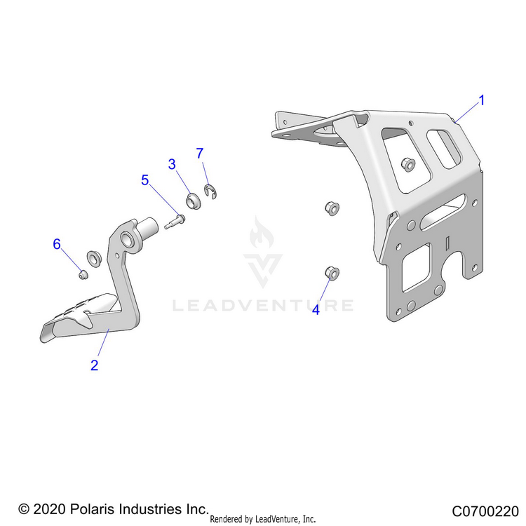 An Image of a Genuine Polaris Parts Schematic Diagram showing the schematic - BRAKES: PEDAL - 2024 POLARIS GENERAL XP 1000 ULTIMATE
