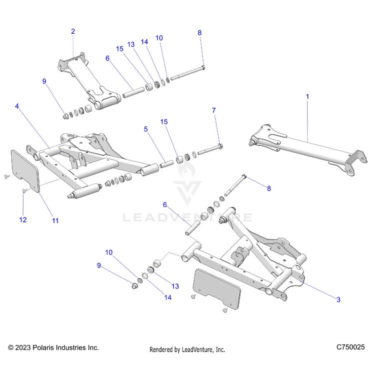 An Image of a Genuine Polaris Parts Schematic Diagram showing the schematic - SUSPENSION: REAR CONTROL ARMS - 2024 POLARIS GENERAL 1000 SPORT