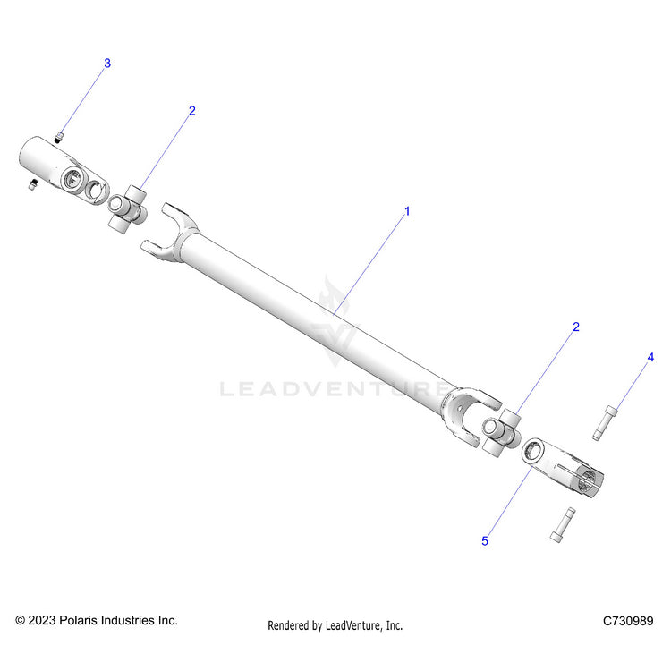 An Image of a Genuine Polaris Parts Schematic Diagram showing the schematic - DRIVE TRAIN: FRONT PROP SHAFT - 2024 POLARIS RANGER XD 1500 PREMIUM CREW