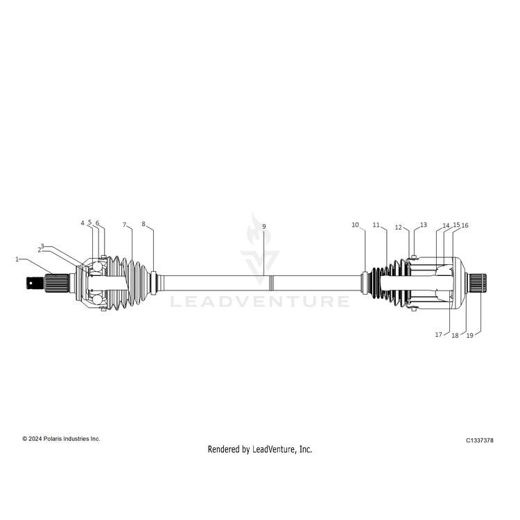 An Image of a Genuine Polaris Parts Schematic Diagram showing the schematic - DRIVE TRAIN: REAR HALF SHAFT - 2025 POLARIS XPEDITION ADV NORTHSTAR