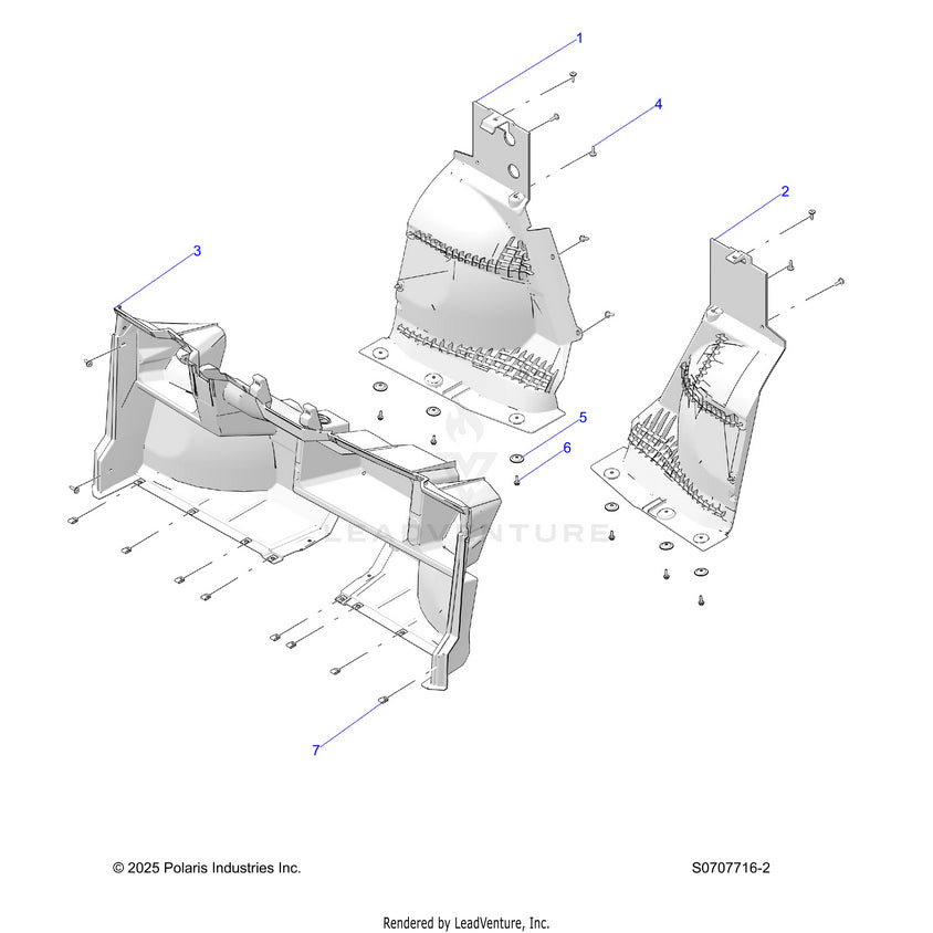 An Image of a Genuine Polaris Parts Schematic Diagram showing the schematic - BODY: FLOOR FRONT - 2026 POLARIS RANGER 500