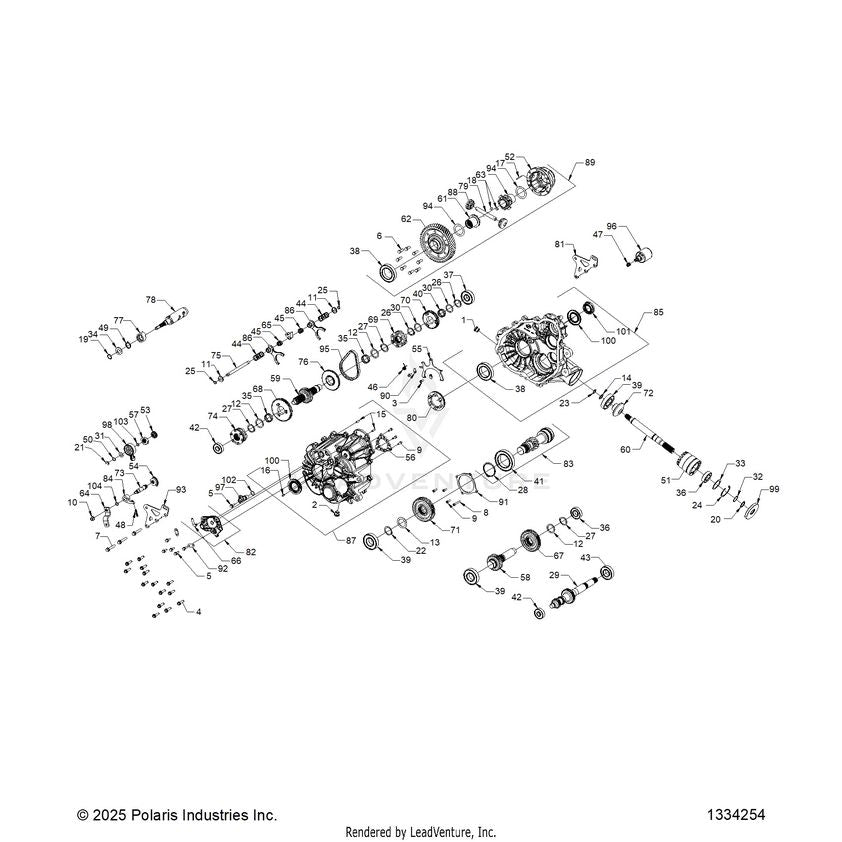 An Image of a Genuine Polaris Parts Schematic Diagram showing the schematic - DRIVE TRAIN: MAIN GEARCASE INTERNALS - 2021 POLARIS GENERAL 1000 SPORT EPS