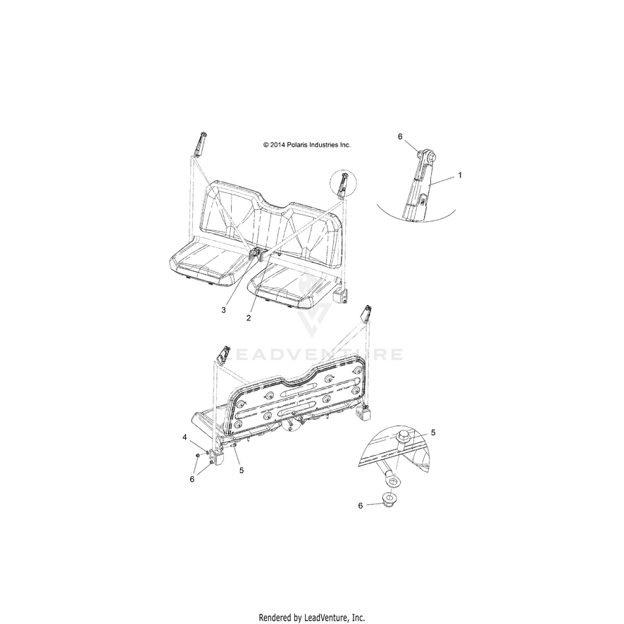 An Image of a Genuine Polaris Parts Schematic Diagram showing the schematic - BODY: SEAT BELTS - 2015 POLARIS RANGER EV