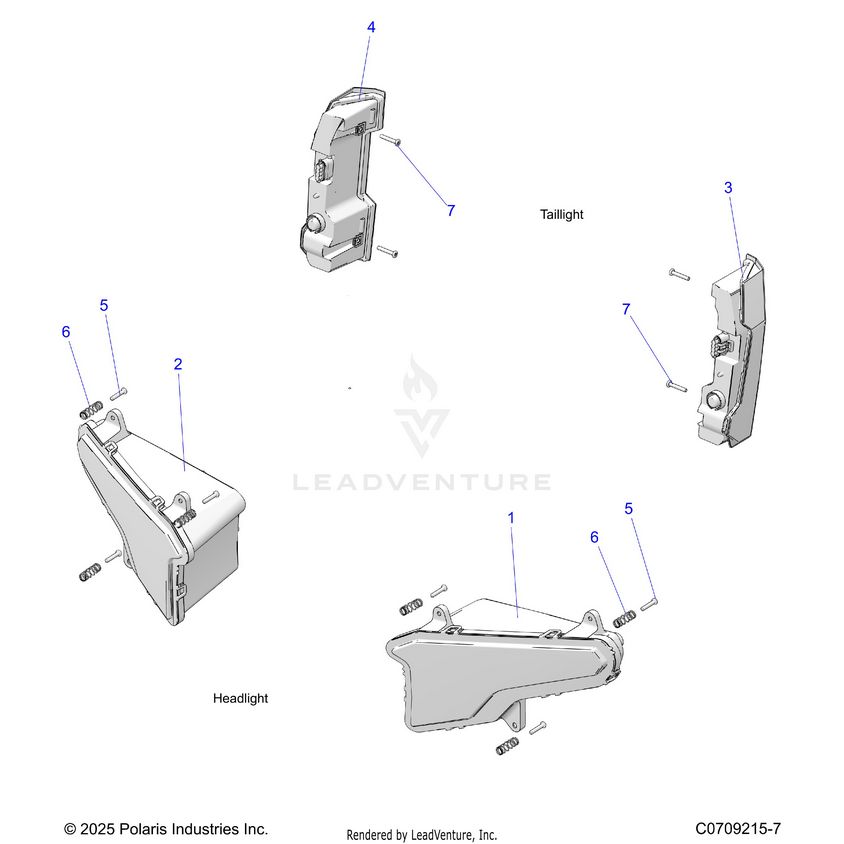 An Image of a Genuine Polaris Parts Schematic Diagram showing the schematic - ELECTRICAL: HEADLIGHTS AND TAILLIGHTS - 2026 POLARIS XPEDITION XP NORTHSTAR