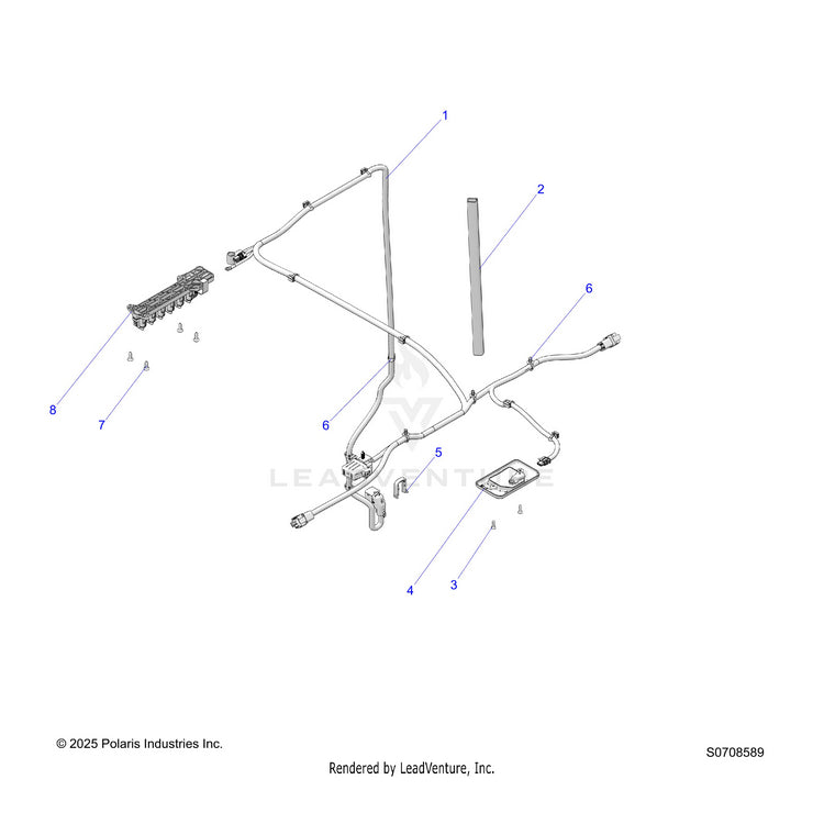 An Image of a Genuine Polaris Parts Schematic Diagram showing the schematic - ELECTRICAL: ROOF - 2026 POLARIS RANGER 1000 XP CREW NORTHSTAR ULTIMATE TRAIL BOSS