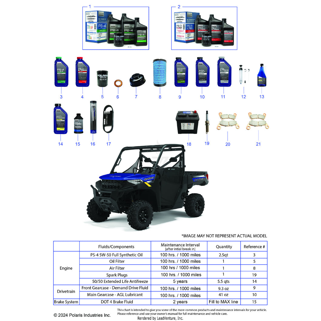 An Image of a Genuine Polaris Parts Schematic Diagram showing the schematic - *SERVICE & MAINTENANCE - 2022 POLARIS RANGER 1000 FULL SIZE PREMIUM WINTER
