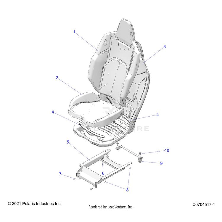 An Image of a Genuine Polaris Parts Schematic Diagram showing the schematic - BODY: SEAT ASM. PASSENGER - 2026 POLARIS XPEDITION XP NORTHSTAR