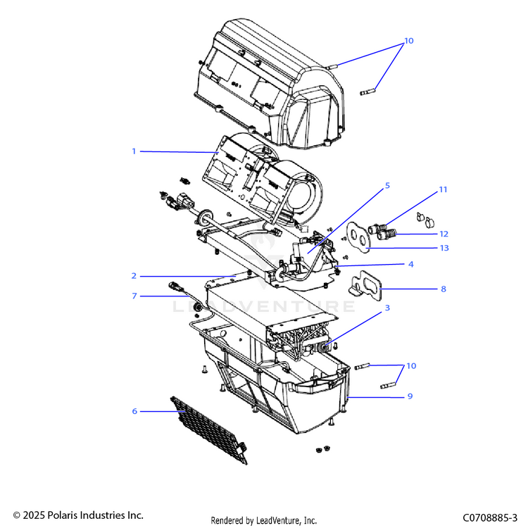 An Image of a Genuine Polaris Parts Schematic Diagram showing the schematic - BODY: HVAC MAIN - 2026 POLARIS XPEDITION XP5 NORTHSTAR