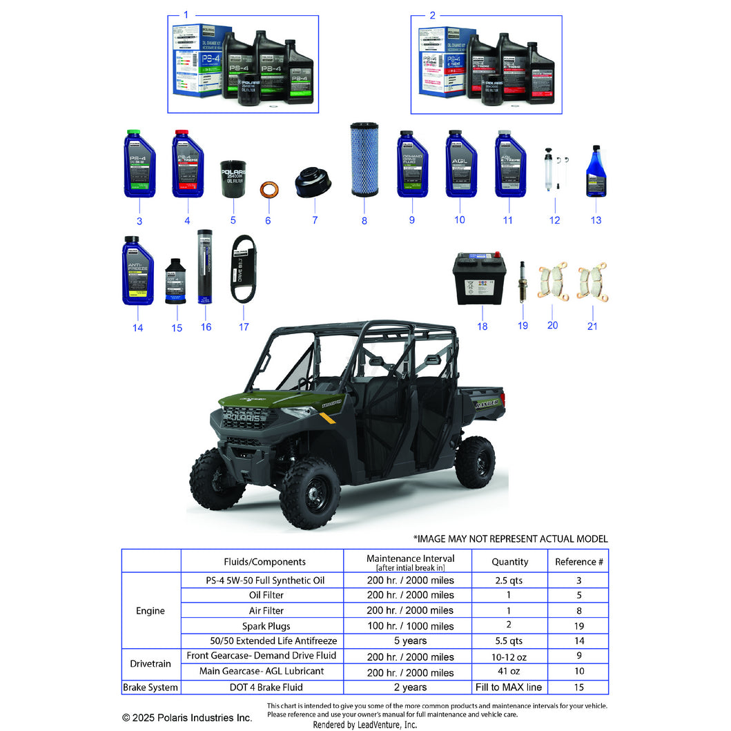An Image of a Genuine Polaris Parts Schematic Diagram showing the schematic - *SERVICE & MAINTENANCE - 2024 POLARIS RANGER 1000 CREW