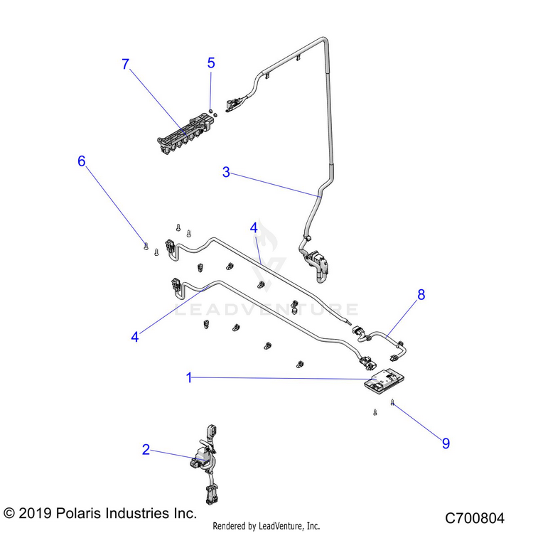 An Image of a Genuine Polaris Parts Schematic Diagram showing the schematic - ELECTRICAL: ROOF STD - 2020 POLARIS RANGER CREW XP 1000 NORTHSTAR FC