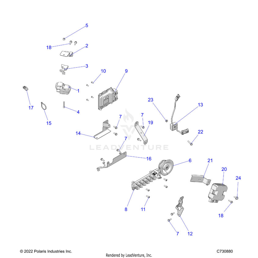 An Image of a Genuine Polaris Parts Schematic Diagram showing the schematic - ELECTRICAL: WIRE HARNESS COMPONENTS - 2024 POLARIS RANGER 1000 XP CREW