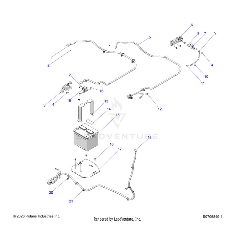 An Image of a Genuine Polaris Parts Schematic Diagram showing the schematic - ELECTRICAL: BATTERY PREMIUM - 2023 POLARIS RANGER 570 / PREMIUM