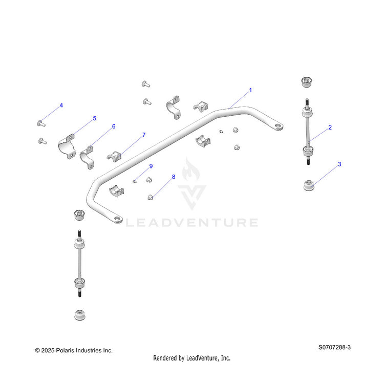 An Image of a Genuine Polaris Parts Schematic Diagram showing the schematic - SUSPENSION: REAR STABILIZER BAR - 2026 POLARIS RANGER 570 CREW