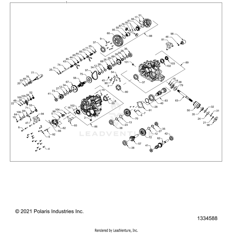 An Image of a Genuine Polaris Parts Schematic Diagram showing the schematic - DRIVE TRAIN: MAIN GEARCASE INTERNALS - 2025 POLARIS RANGER 570 NORTHSTAR