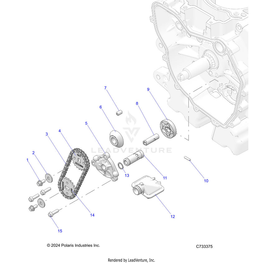 An Image of a Genuine Polaris Parts Schematic Diagram showing the schematic - ENGINE: OIL PUMP - 2025 POLARIS RANGER 570