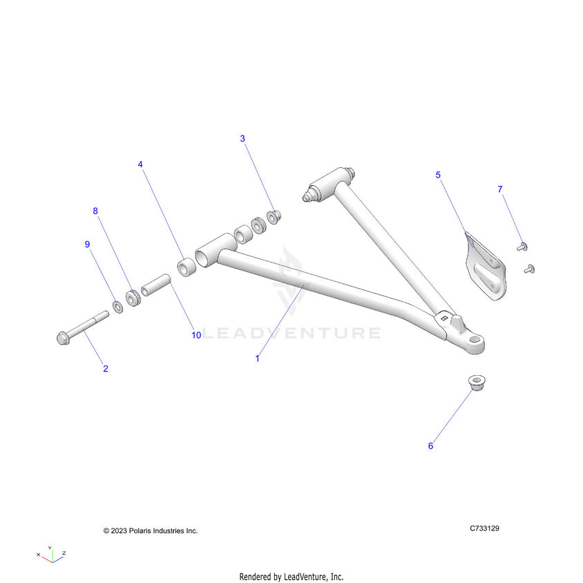 An Image of a Genuine Polaris Parts Schematic Diagram showing the schematic - SUSPENSION: A-ARM & STRUT MOUNTING - 2025 POLARIS RANGER 570 CREW