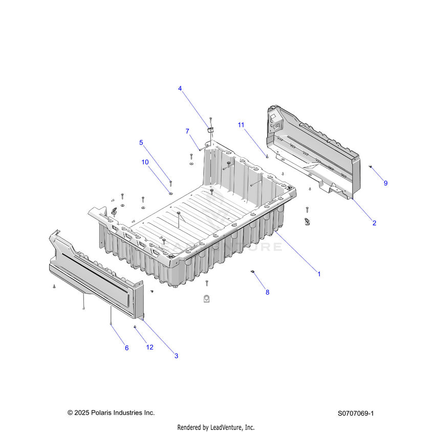 An Image of a Genuine Polaris Parts Schematic Diagram showing the schematic - BODY: BOX ASSEMBLY - 2026 POLARIS RANGER 570