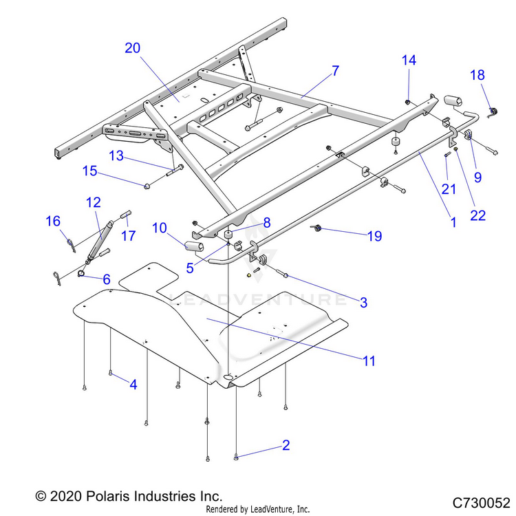 An Image of a Genuine Polaris Parts Schematic Diagram showing the schematic - BODY: BOX MOUNTING - 2021 POLARIS RANGER XP 1000 NORTHSTAR TRAIL BOSS EVAP