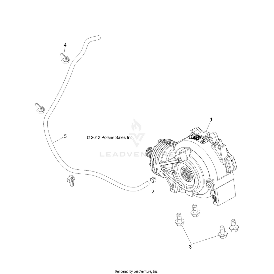 An Image of a Genuine Polaris Parts Schematic Diagram showing the schematic - DRIVE TRAIN: FRONT GEARCASE MOUNTING - 2017 POLARIS RANGER HST