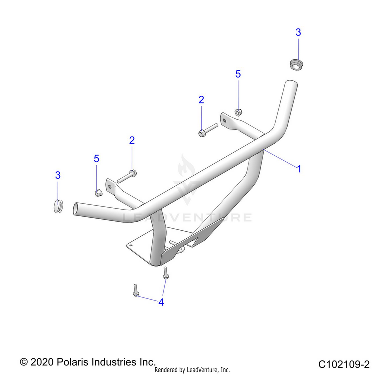 An Image of a Genuine Polaris Parts Schematic Diagram showing the schematic - BODY: BUMPER FRONT - 2020 POLARIS RANGER 150 EFI