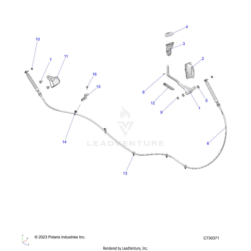 An Image of a Genuine Polaris Parts Schematic Diagram showing the schematic - DRIVE TRAIN: GEAR SELECTOR - 2024 POLARIS RANGER EV FULL SIZE ULTIMATE