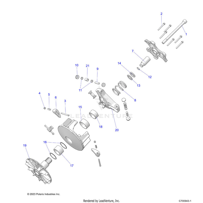 An Image of a Genuine Polaris Parts Schematic Diagram showing the schematic - DRIVE TRAIN: CLUTCH PRIMARY - 2024 POLARIS RANGER 1000 PREMIUM