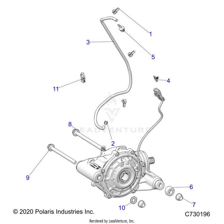 An Image of a Genuine Polaris Parts Schematic Diagram showing the schematic - DRIVE TRAIN: FRONT GEARCASE MOUNTING - 2022 POLARIS RANGER CREW XP 1000 NORTHSTAR