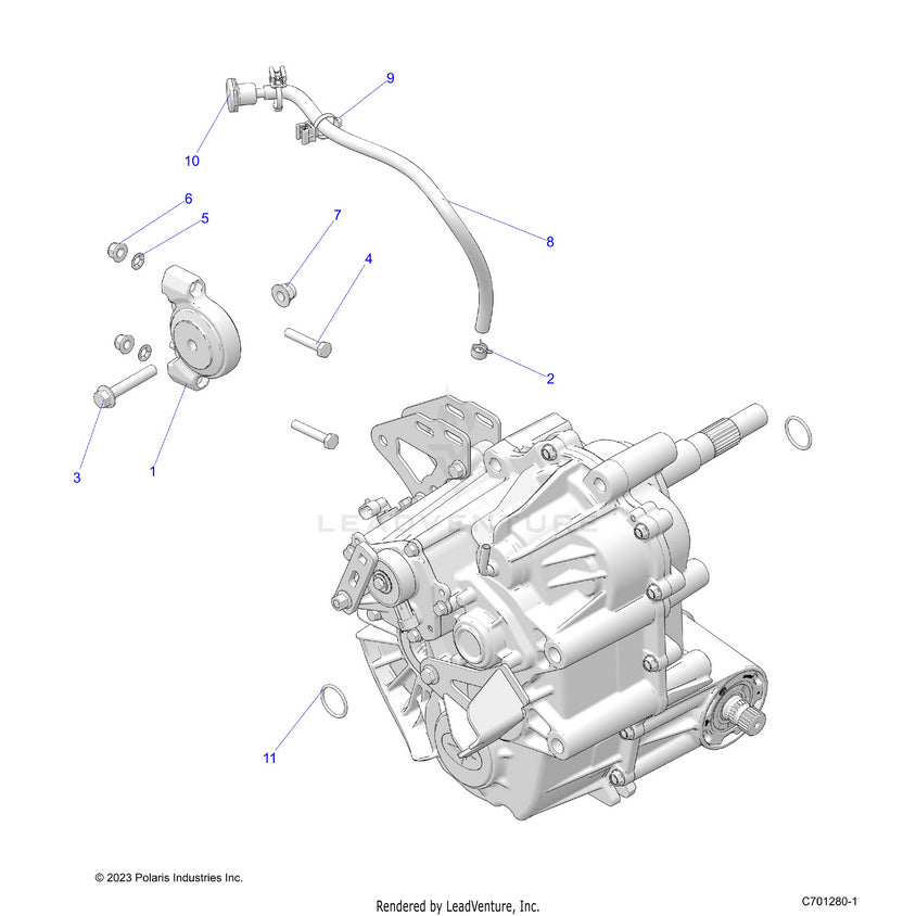 An Image of a Genuine Polaris Parts Schematic Diagram showing the schematic - DRIVE TRAIN: MAIN GEARCASE MOUNTING - 2026 POLARIS RANGER 1000 XP PREMIUM