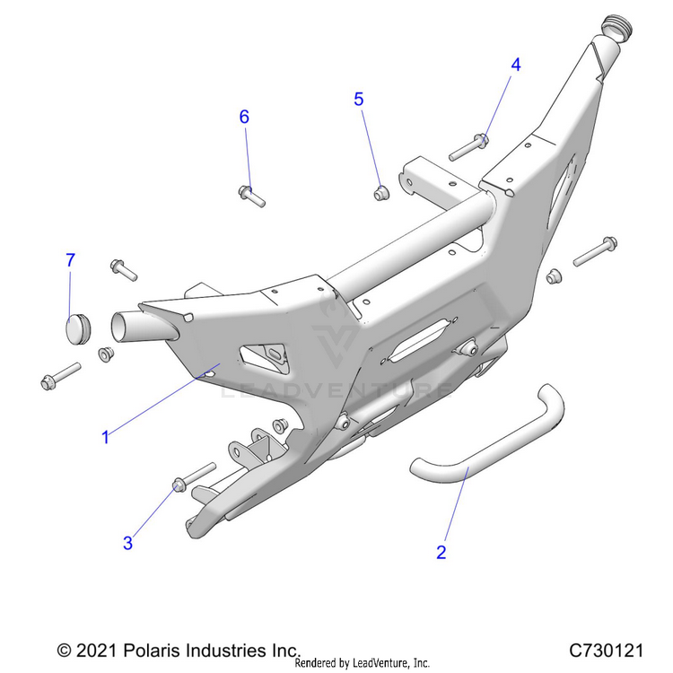 An Image of a Genuine Polaris Parts Schematic Diagram showing the schematic - BODY: BUMPER - 2023 POLARIS RANGER 570 CREW