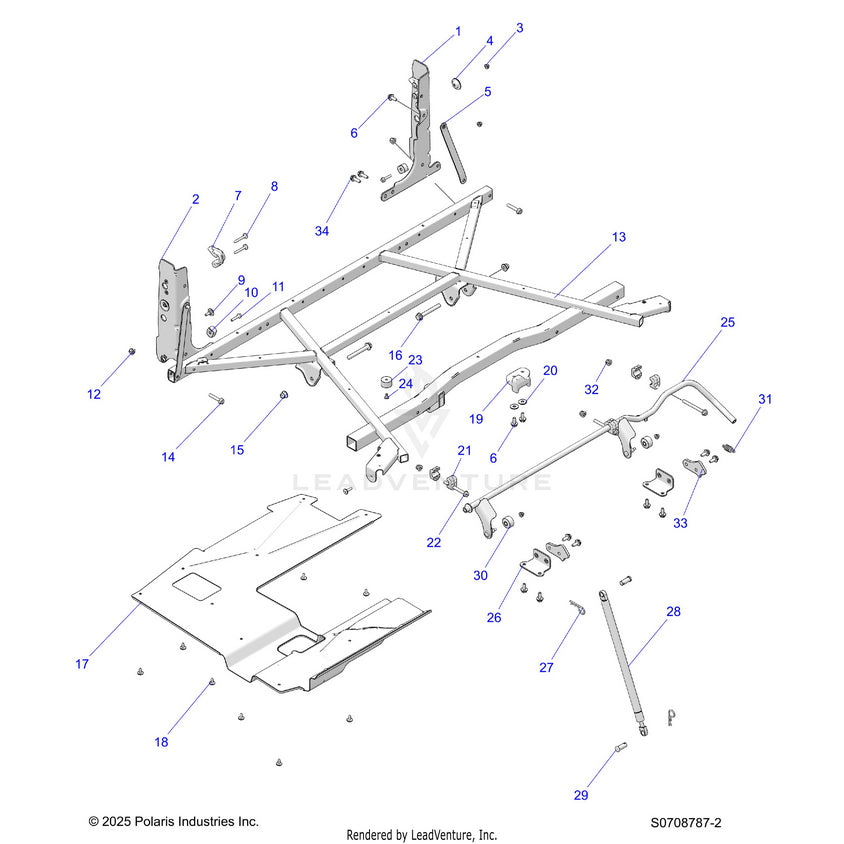 An Image of a Genuine Polaris Parts Schematic Diagram showing the schematic - BODY: BOX MOUNTING - 2026 POLARIS RANGER 570 CREW NORTHSTAR
