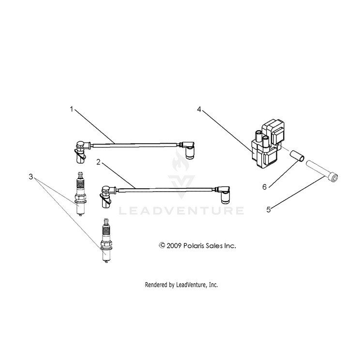 An Image of a Genuine Polaris Parts Schematic Diagram showing the schematic - ELECTRICAL: IGNITION SYSTEM - 2016 POLARIS RANGER 800 6X6