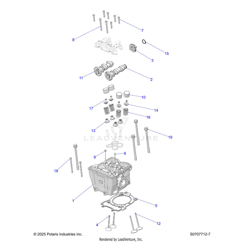 An Image of a Genuine Polaris Parts Schematic Diagram showing the schematic - ENGINE: CYLINDER HEAD CAMS & VALVES - 2026 POLARIS RANGER 500