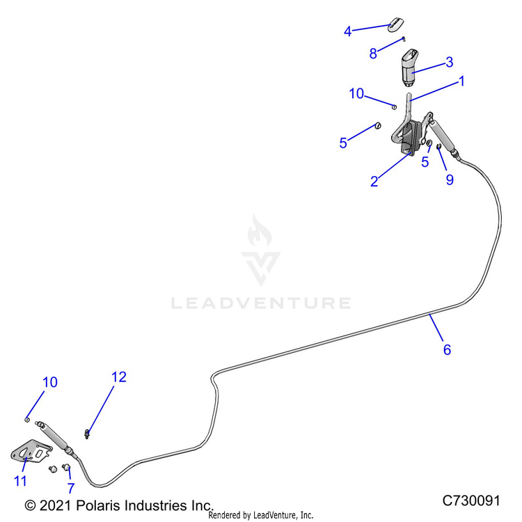 An Image of a Genuine Polaris Parts Schematic Diagram showing the schematic - DRIVE TRAIN: GEAR SELECTOR - 2024 POLARIS RANGER 570 CREW