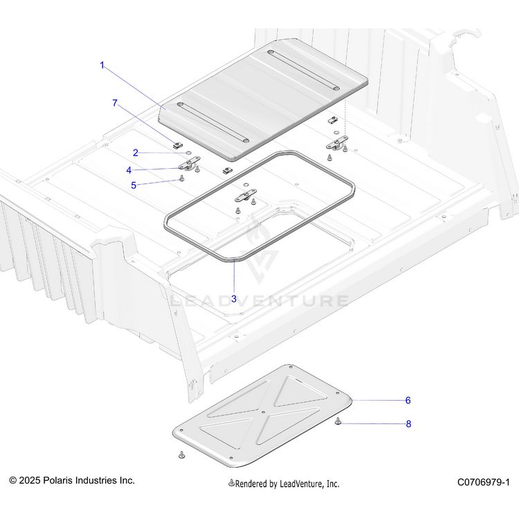 An Image of a Genuine Polaris Parts Schematic Diagram showing the schematic - BODY: BOX ACCESS PANEL - 2026 POLARIS XPEDITION ADV NORTHSTAR