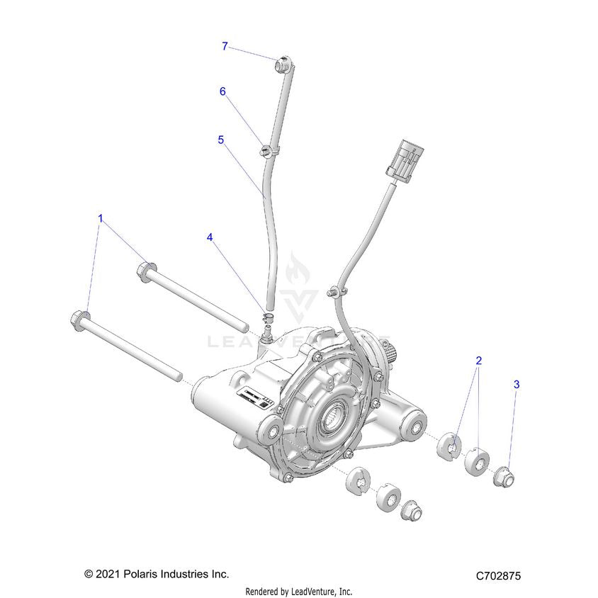 An Image of a Genuine Polaris Parts Schematic Diagram showing the schematic - DRIVE TRAIN: FRONT GEARCASE MOUNTING (2) - 2024 POLARIS XPEDITION XP5 ULTIMATE