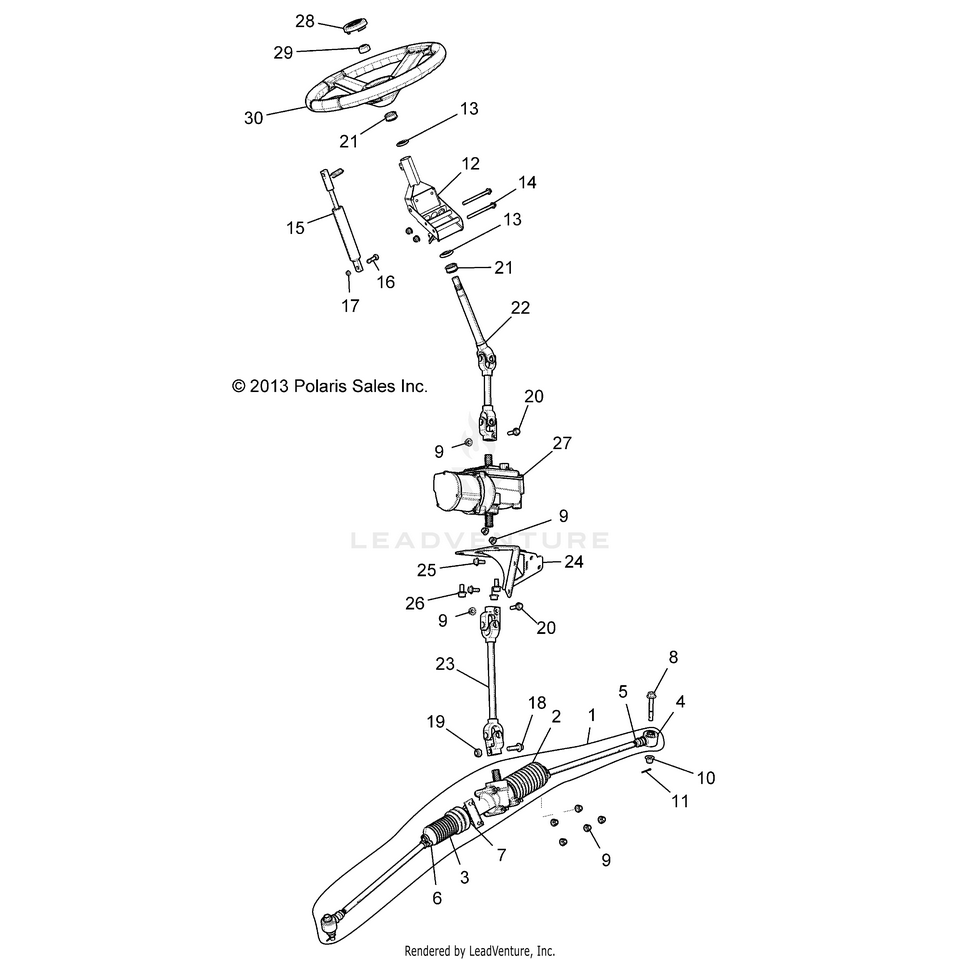 An Image of a Genuine Polaris Parts Schematic Diagram showing the schematic - STEERING: STEERING (EPS) - 2017 POLARIS RANGER CREW 900 6P SP