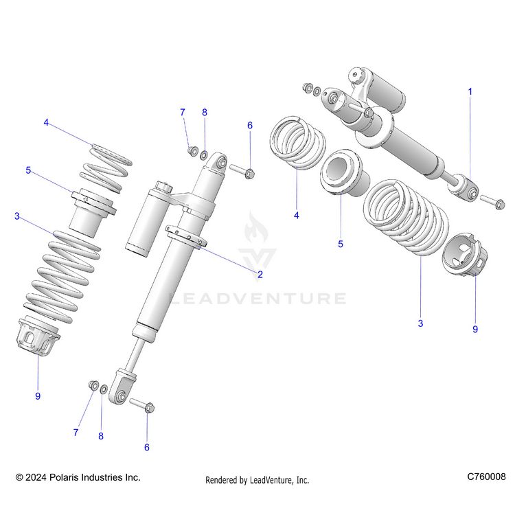 An Image of a Genuine Polaris Parts Schematic Diagram showing the schematic - SUSPENSION: FRONT SHOCK MOUNTING - 2026 POLARIS GENERAL XP 4 1000 SPORT