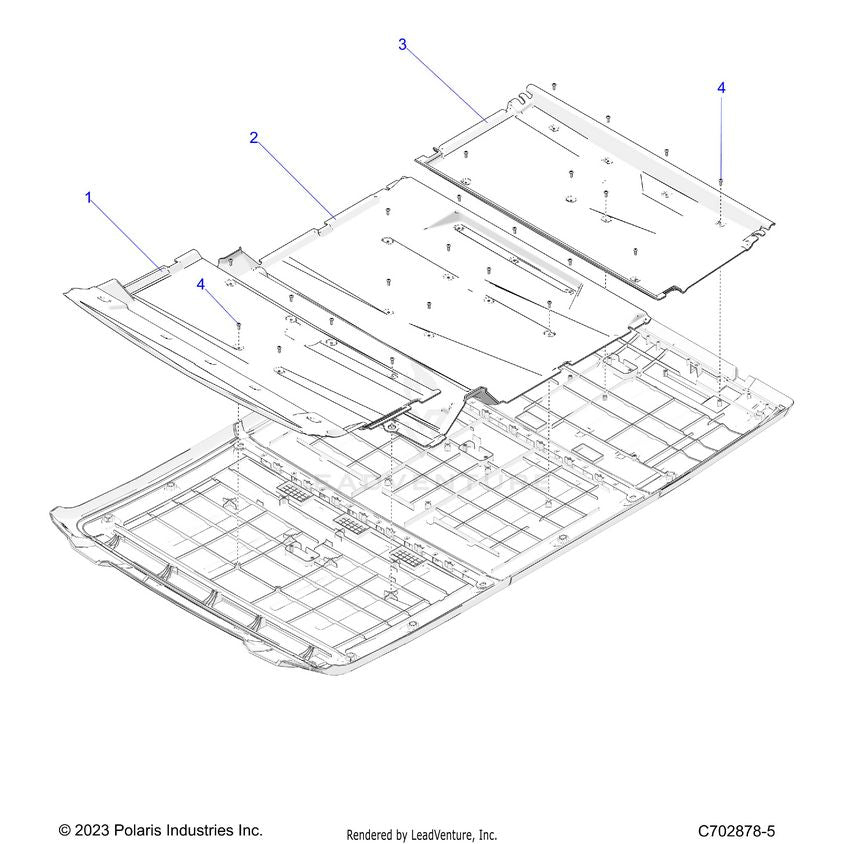 An Image of a Genuine Polaris Parts Schematic Diagram showing the schematic - BODY: ROOF LINERS - 2024 POLARIS XPEDITION ADV 5 ULTIMATE