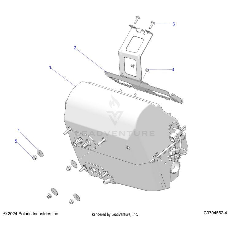An Image of a Genuine Polaris Parts Schematic Diagram showing the schematic - BODY: HVAC MAIN MOUNTING - 2024 POLARIS XPEDITION XP5 NORTHSTAR