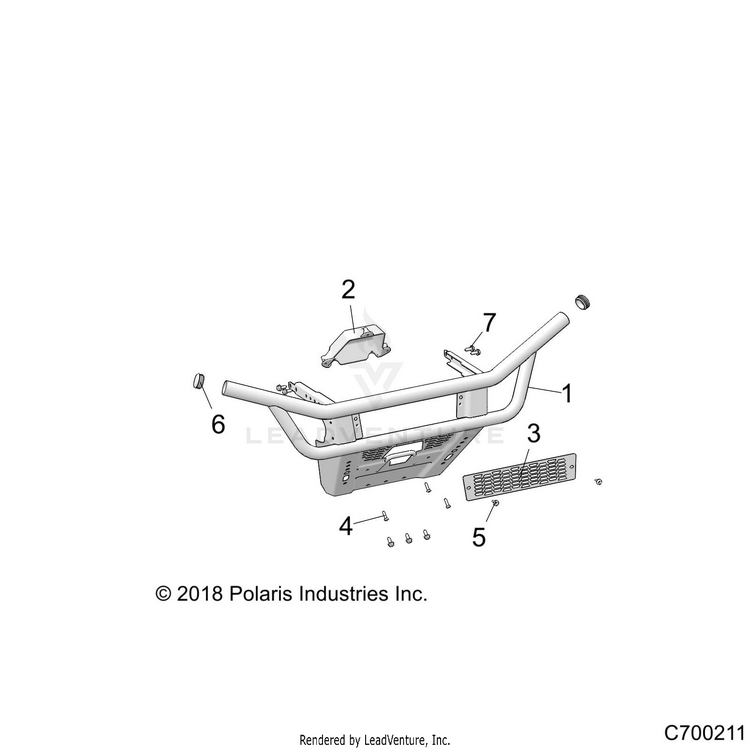 An Image of a Genuine Polaris Parts Schematic Diagram showing the schematic - BODY: BUMPER - 2019 POLARIS RANGER 570
