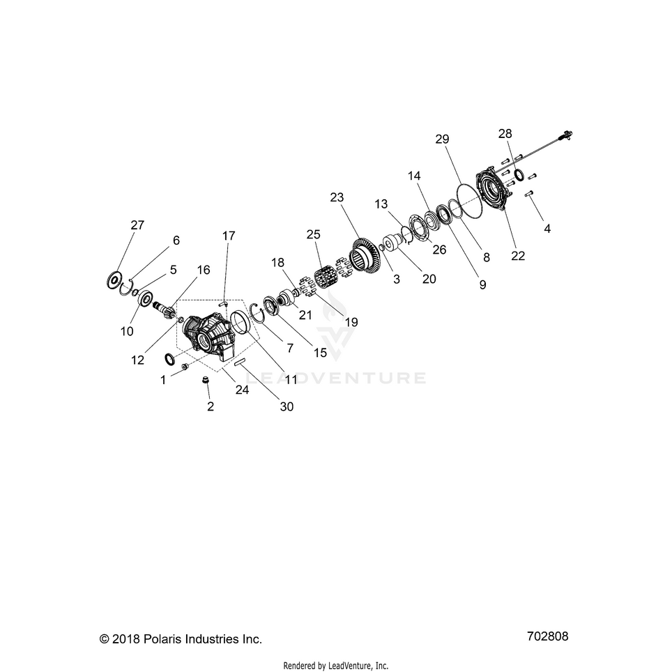 An Image of a Genuine Polaris Parts Schematic Diagram showing the schematic - DRIVE TRAIN: FRONT GEARCASE INTERNALS - 2022 POLARIS RANGER 570 NORTHSTAR
