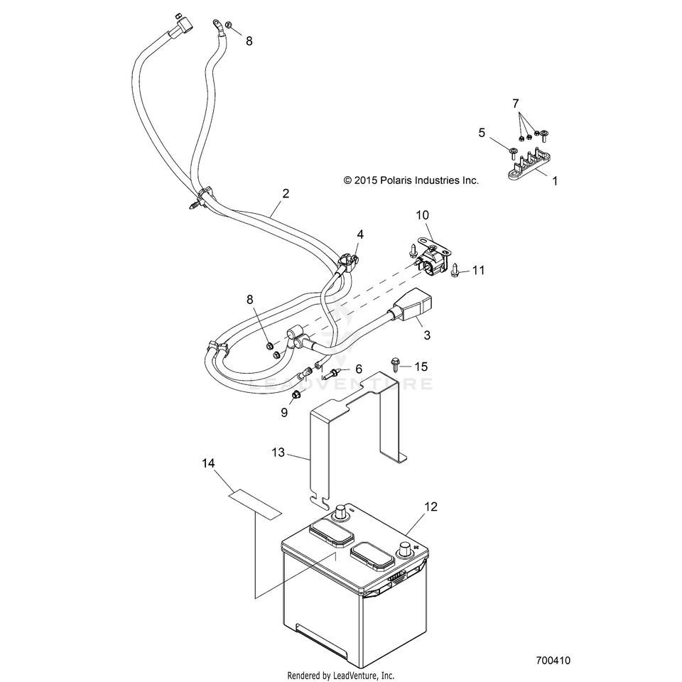 An Image of a Genuine Polaris Parts Schematic Diagram showing the schematic - ELECTRICAL: BATTERY - 2016 POLARIS RANGER CREW 900