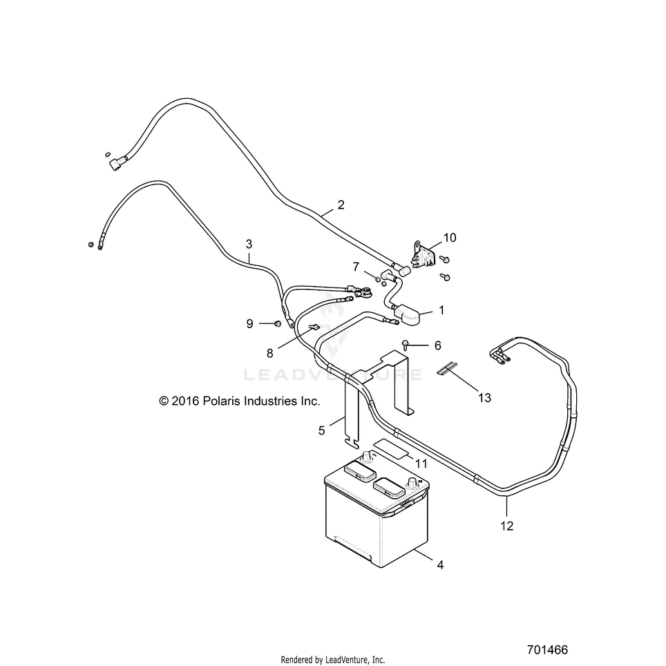 An Image of a Genuine Polaris Parts Schematic Diagram showing the schematic - ELECTRICAL: BATTERY - 2017 POLARIS GENERAL 1000 EPS