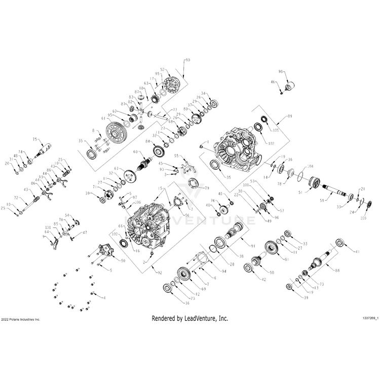 An Image of a Genuine Polaris Parts Schematic Diagram showing the schematic - DRIVE TRAIN: GEARCASE MAIN - 2024 POLARIS XPEDITION XP NORTHSTAR