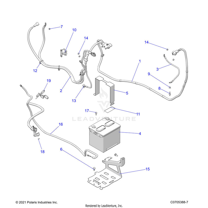 An Image of a Genuine Polaris Parts Schematic Diagram showing the schematic - ELECTRICAL: BATTERY - 2022 POLARIS RANGER XP 1000 NORTHSTAR ULTIMATE EVAP