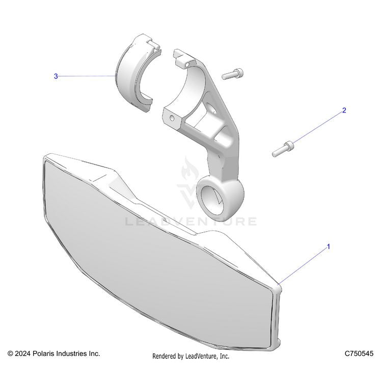 An Image of a Genuine Polaris Parts Schematic Diagram showing the schematic - BODY: MIRROR REAR - 2025 POLARIS GENERAL XP 4 1000 ULTIMATE