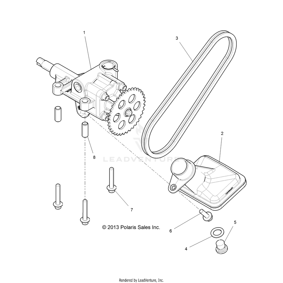 An Image of a Genuine Polaris Parts Schematic Diagram showing the schematic - ENGINE: OIL PUMP - 2016 POLARIS GENERAL 1000 EPS