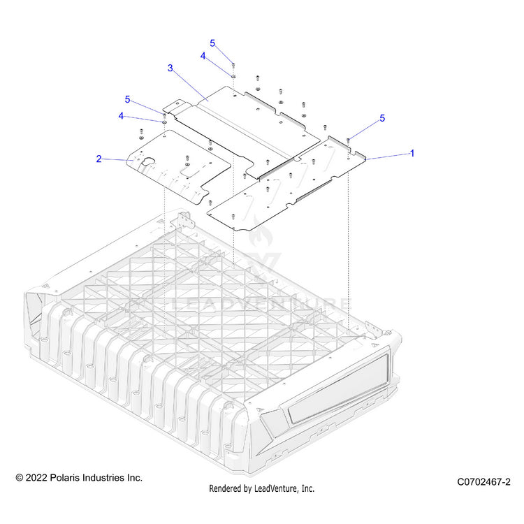 An Image of a Genuine Polaris Parts Schematic Diagram showing the schematic - BODY: BOX SHIELDS - 2025 POLARIS RANGER 570 CREW FULL SIZE